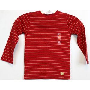 NWT 2008 Gymboree Mountain Cabin Red T-Shirt Gold Stripe Heart Shirt sz 4 Winter